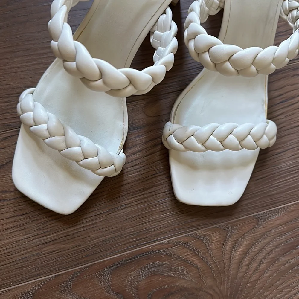 Soft Braided Sandals ivory Heels 9
